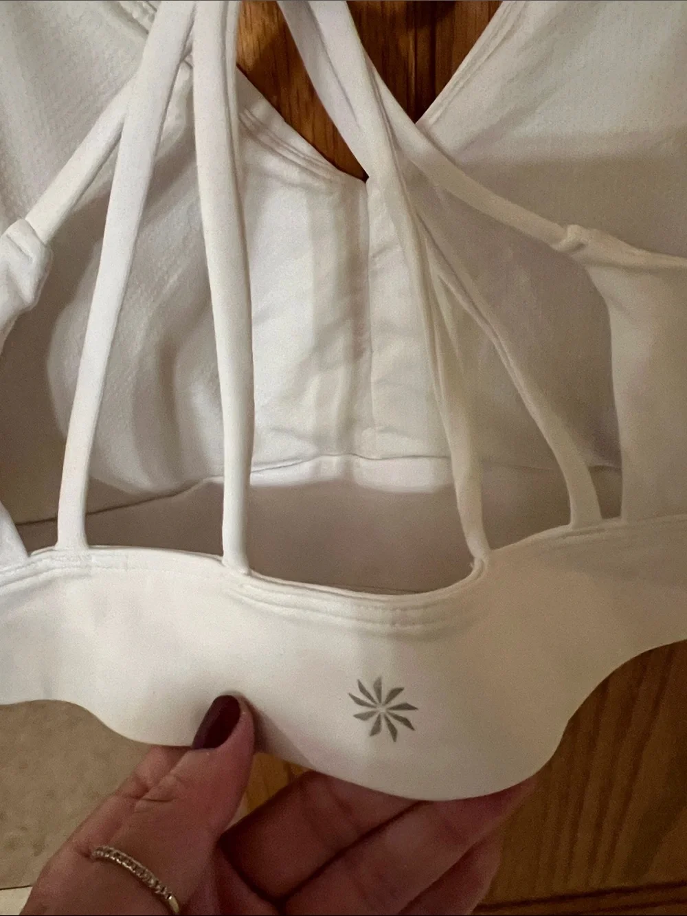 Athleta White Strappy Sports Bra with Crisscross Back